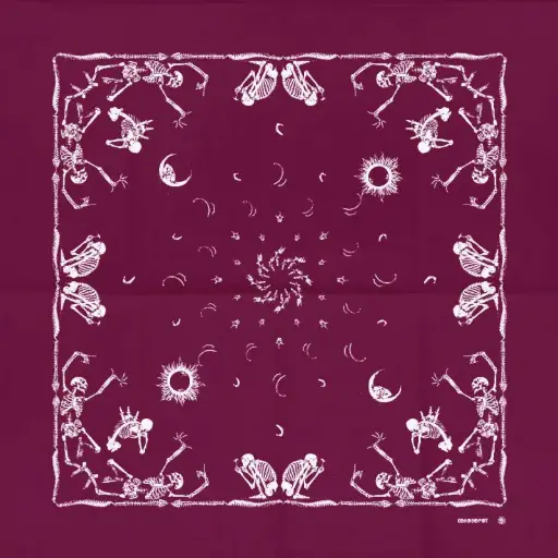 [1170] Бандана Коловорот Скелети та кістки бордова