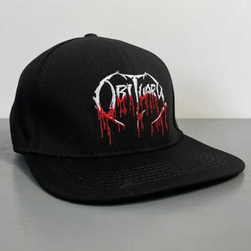 [740] Бейсболка Obituary Logo White/Red (снепбек) чорна