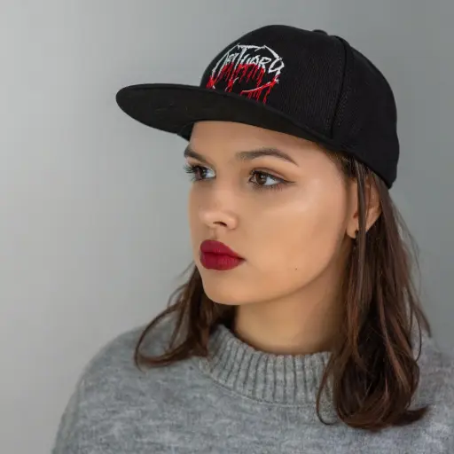 [740] Бейсболка Obituary Logo White/Red (снепбек) чорна