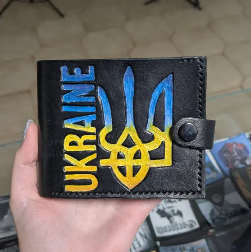 [1961] Гаманець з натуральної шкіри Тризуб Кольоровий