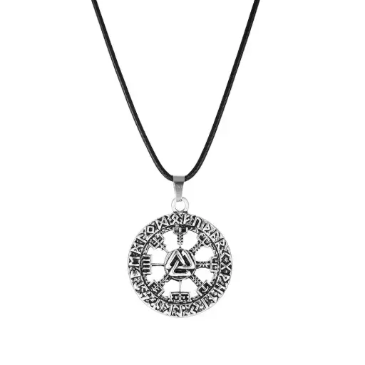 [1602] Кулон на мотузці Valknut Vegvisir у футарку