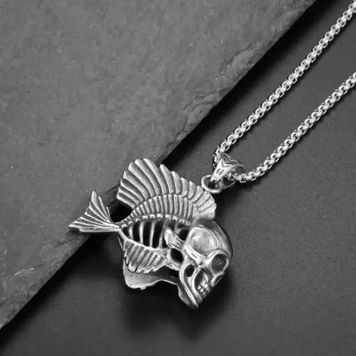 [1943] Кулон на ланцюжку Bone Fish металевий