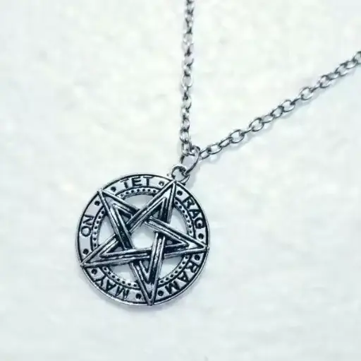 [1945] Кулон на ланцюжку Пентаграма з Символами - Pentagram with Symbols