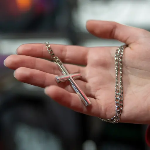 [1543] Кулон на ланцюжку Хрест - Cross металевий