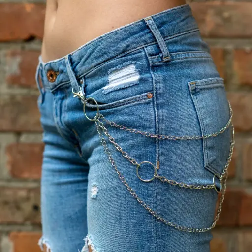 [1940] Ланцюжок на джинси 3 ряди з кільцями