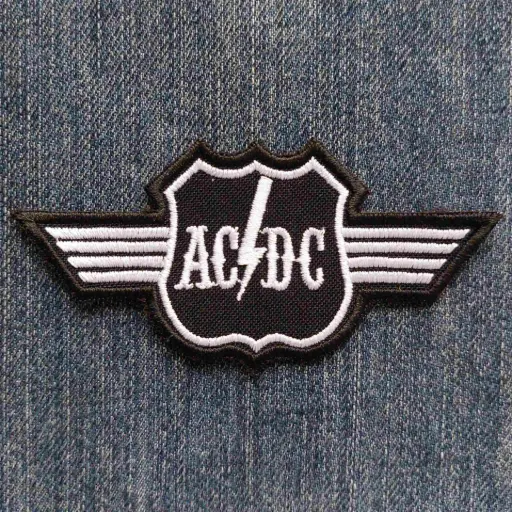 [153] Нашивка AC/DC Old Logo White вишита фігурна