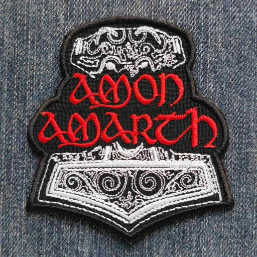 [164] Нашивка Amon Amarth Thor's Hammer вишита вирізана