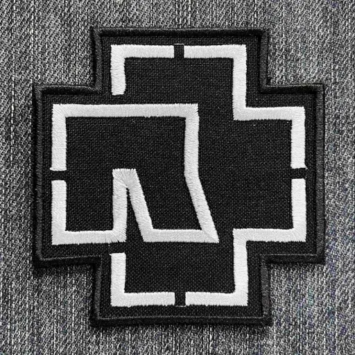 [441] Нашивка Rammstein Cross біла вишита фігурна 