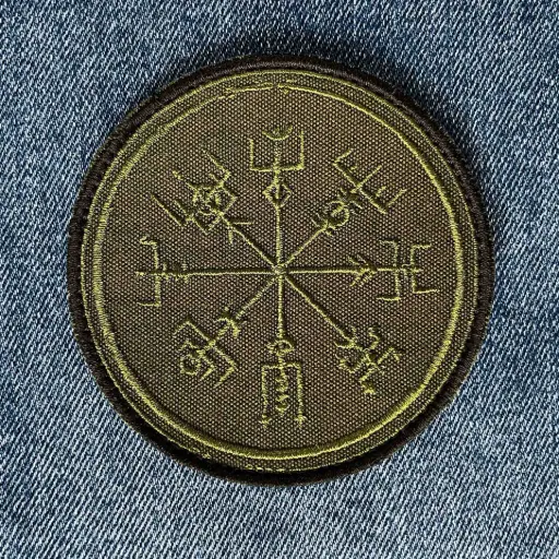 [1391] Нашивка Vegvisir олівкова вишита кругла на липучці
