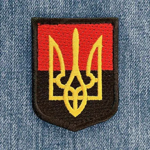 [1412] Нашивка Тризуб Прапор вишита на липучці