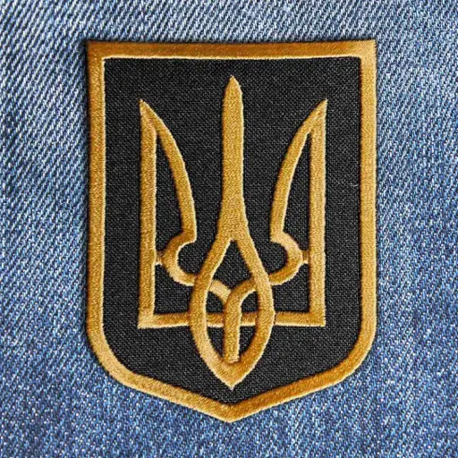 [539] Нашивка Тризуб чорний фон вишита