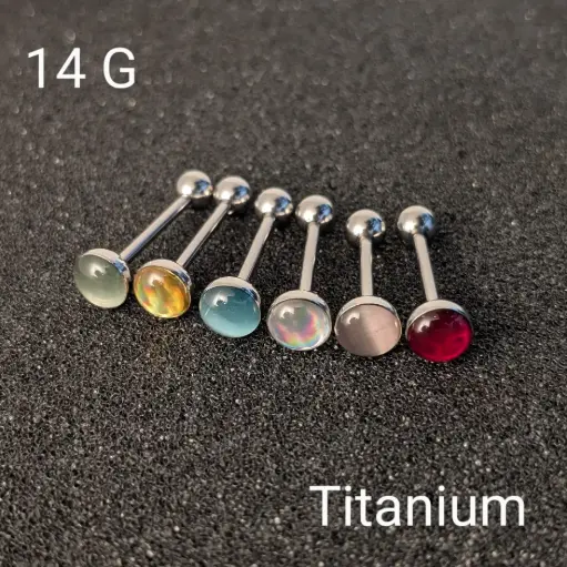 [11102] Пірсинг для язика з каменем Titanium 14 G