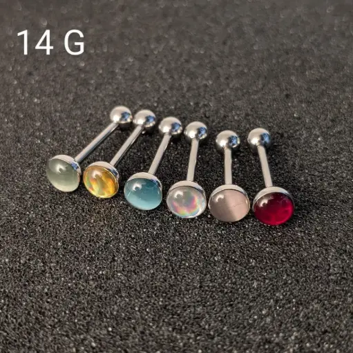 [11102] Пірсинг штанга для язика з каменем 14 G