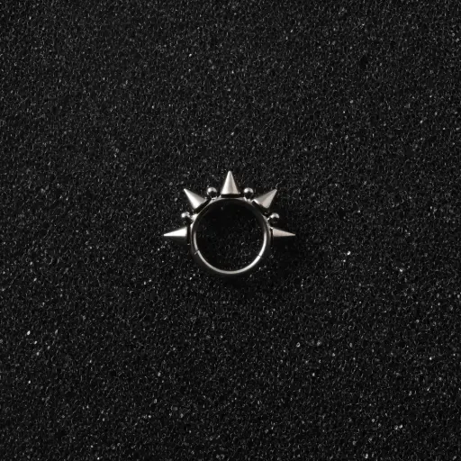 [11319] Пірсинг титановий кільце клікер з шипами 16 G септум