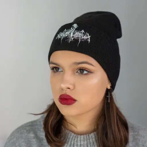 [1586] Шапка біні Nokturnal Mortum - Істина (Verity) White Logo вишита чорна