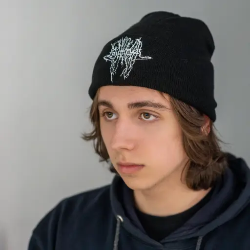 [1690] Шапка біні Severoth Logo вишита чорна