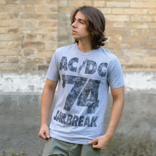 [11425] Футболка AC/DC - Jailbreak світло-сіра меланжева