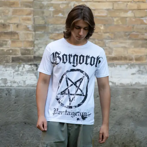 [11531] Футболка Gorgoroth - Pentagram біла